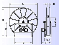 R2100 Series Fluid Path Hose Reels Dimensional Diagram